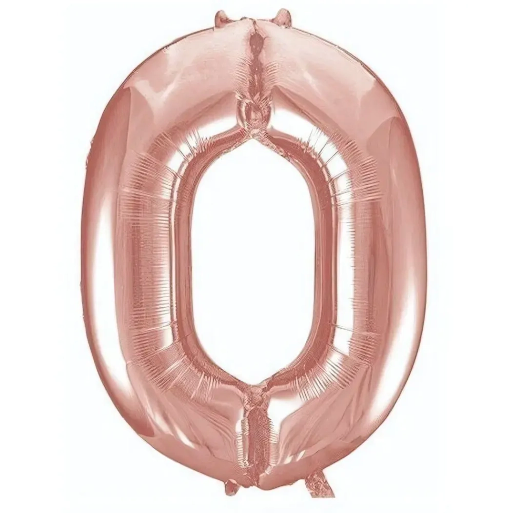 Шар фольгированный 32'/81см «Цифра 0» (розовое золото)