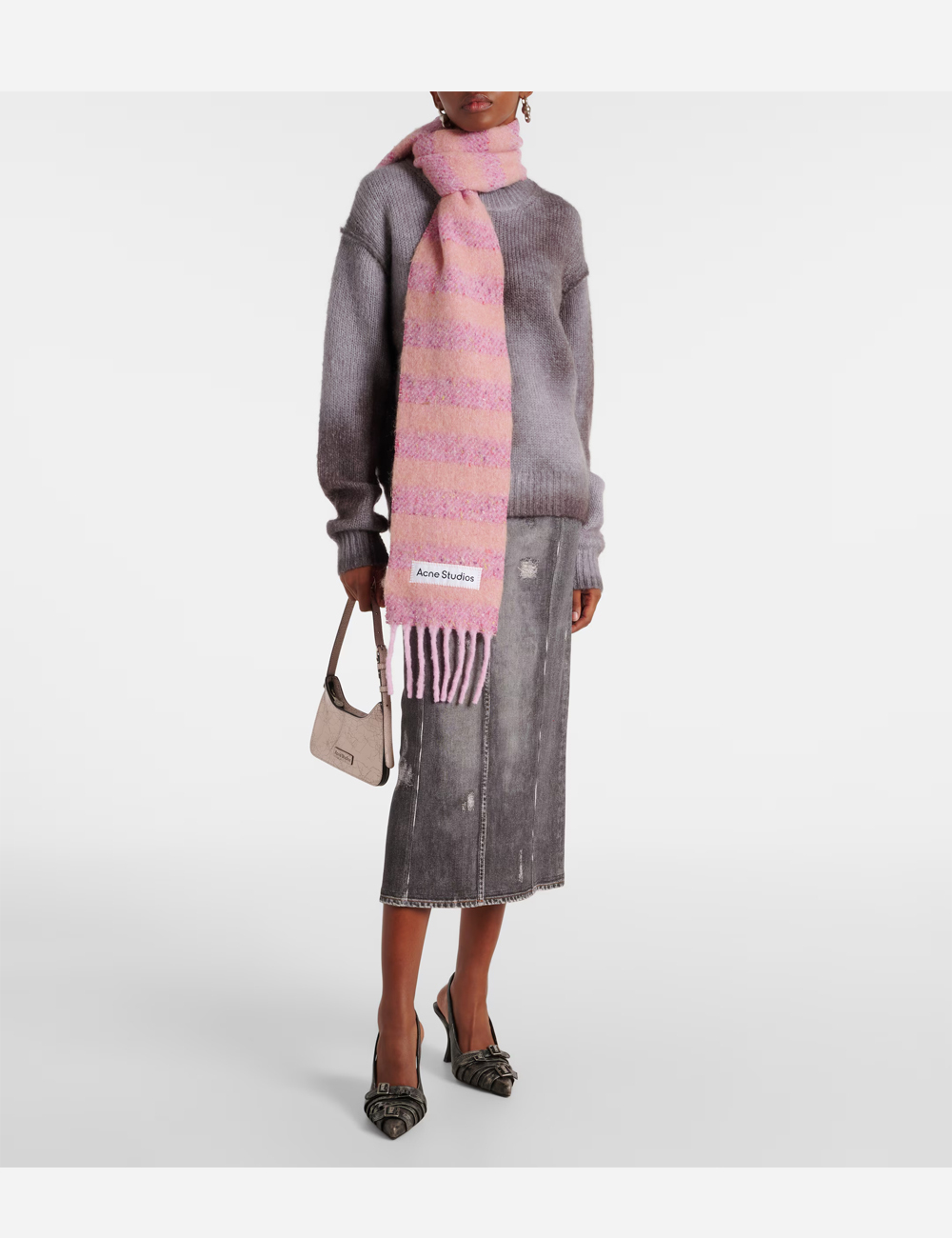 Шарф Acne Studios Striped Wool-Blend Pink