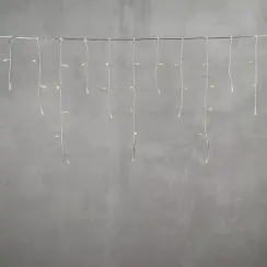 Светодиодная бахрома 3*0.5 м., 3 батарейки типа D 4.5V, 100 LED ламп цвета шампань, прозрачный силикон, LTC (ECC100-10-8CH)