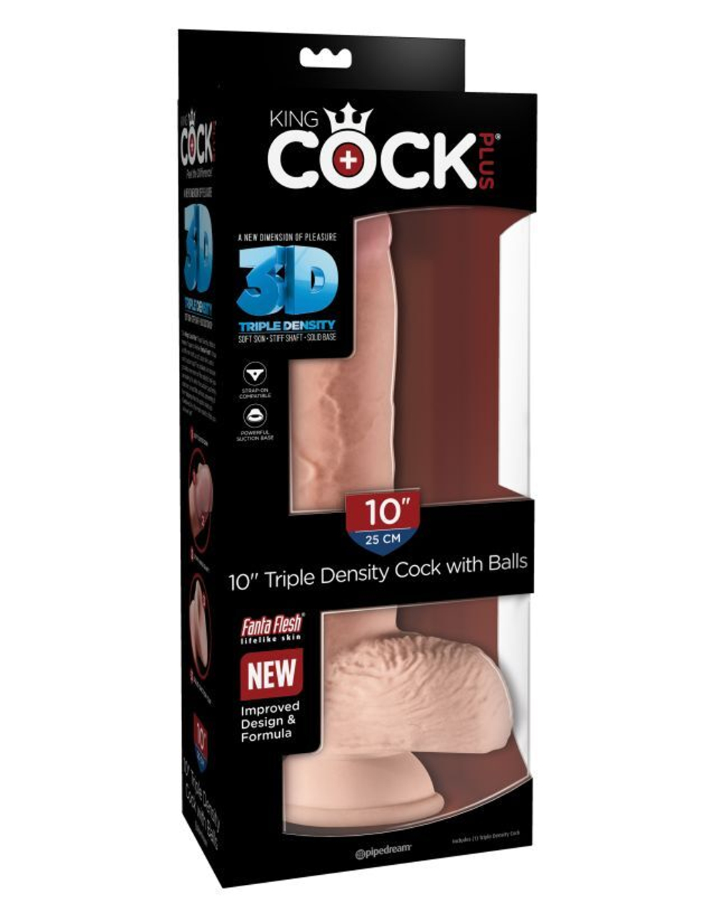 Фаллоимитатор на присоске Тройная плотность King Cock Plus 10 Triple Density Cock with Balls - Flesh