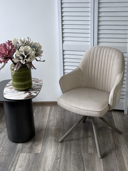 Стул RIKARD 360 град. кремовый RIELY-111 /PRESENT-120, шенилл - велюр / латте каркас, ®DISAUR