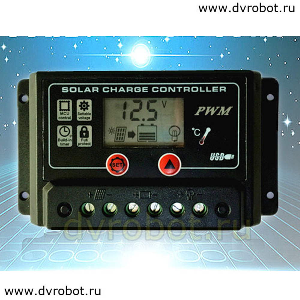 Контроллер батарей 12-24В-40А + USB
