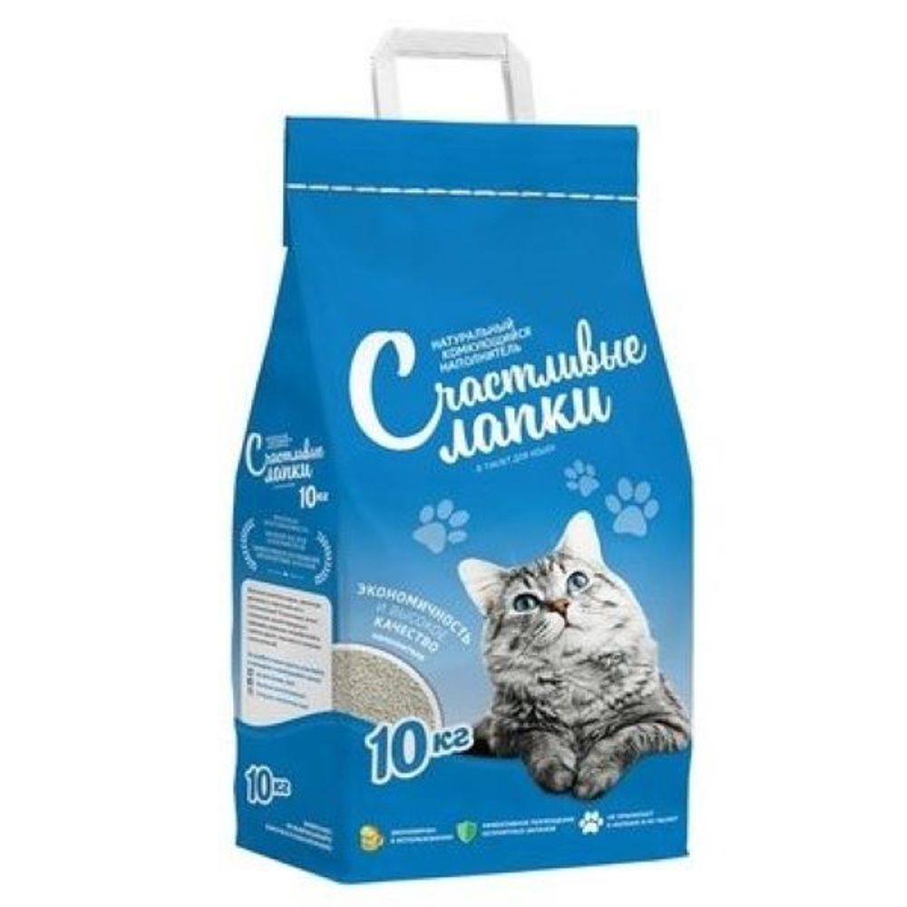 СЧАСТЛИВЫЕ ЛАПКИ комкующийся наполнитель - 10 кг
