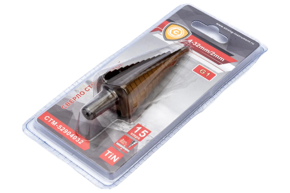 Сверло ступенчатое по металлу 4-32 мм Strong G1 СТМ-529