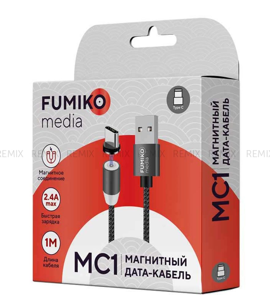 Кабель FUMIKO MC01 Type-C 2.4A магнитный черный 1 м
