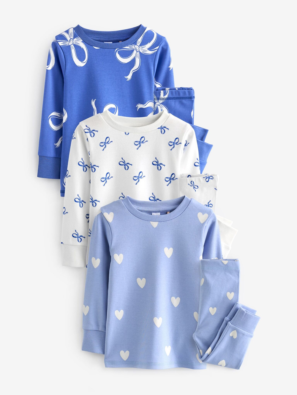 Пижама для девочки Next B92-236, 3 шт., Синий, Голубой, Белый