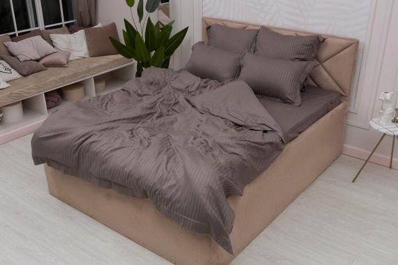 Моне (кофе) КПБ страйп сатин Евро 2н