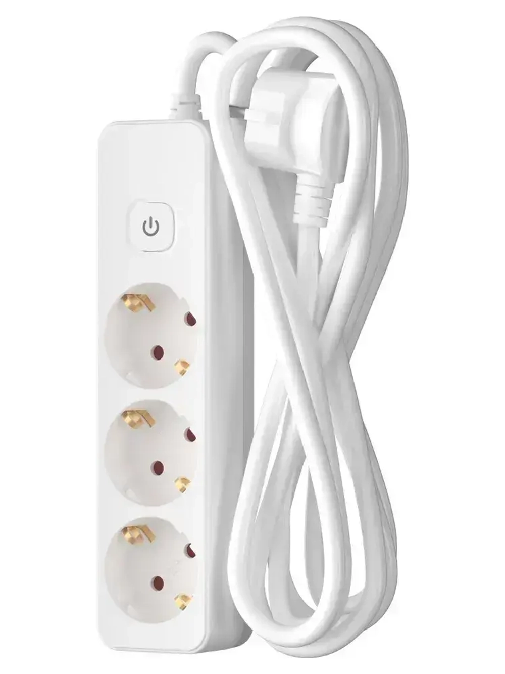 Удлинитель сетевой для розетки ФОТОН 16А 5 метров 3 розетки с выключателем с заземлением белый, ГОСТ
