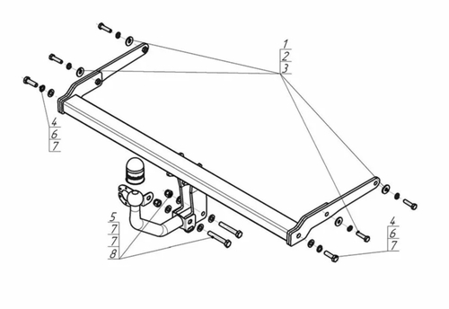 Фаркоп Motodor Suzuki SX4 2013- н.в., Vitara 2015- н.в. (оцинкованный шар)(паспорт и сертификат в комплекте)(без электрики) 92402-A