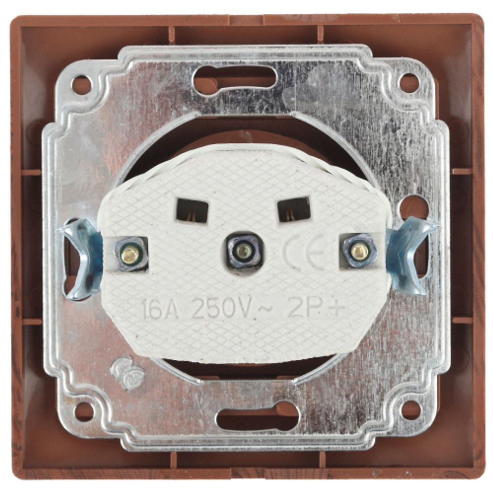 Розетка Intro Plano 1-201-10 без заземления 2P 16А-250В IP20 СУ венге