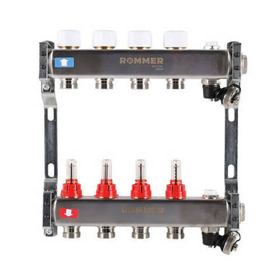 Коллекторная группа для теплого пола ROMMER RMS1201 - 1" на 4 контура 3/4" EK