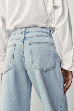ZARA ДЖИНСЫ Z1975 BARREL С ВЫСОКОЙ ПОСАДКОЙ, ГОЛУБОЙ