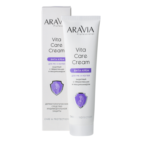 Вита-крем для рук и ногтей защитный Vita Care Cream, 100 мл, Aravia Prof