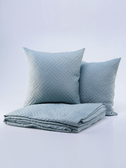 Покрывало 240х260 и 2 декоративные подушки 45х45 Claire Batiste Tilt Greg бирюзовые
