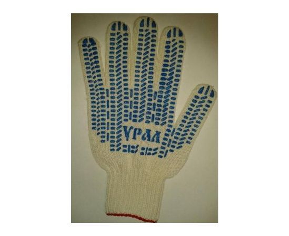 Перчатки х/б с ПВХ протектор 5 нитей, 7,5 класс, вес пары 60гр, черные, протектор Урал 446-002 - упаковка 5 пар.