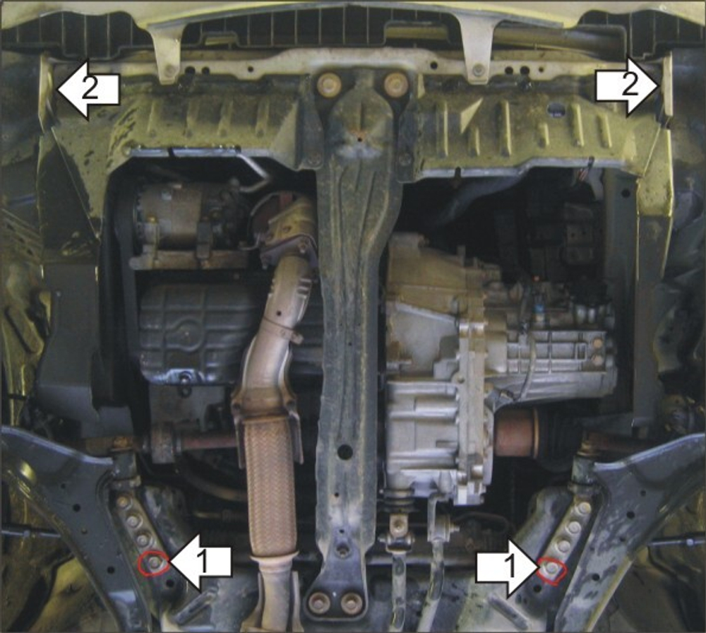Защита картера Двигателя, КПП. 2 мм, Сталь. для Nissan Serena 1999-2005, Nissan Almera Tino 2000-2006 MOTODOR.01414