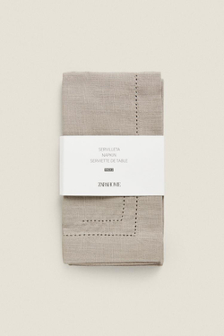 ZARA HOME АЖУРНАЯ ХЛОПКОВАЯ САЛФЕТКА (2 УПАКОВКИ), СЕРЫЙ