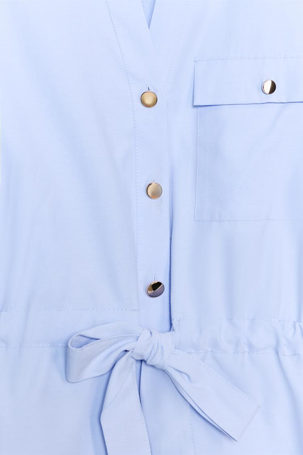 ZARA РУБАШКА-САФАРИ ИЗ ПОПЛИНА, ГОЛУБОЙ