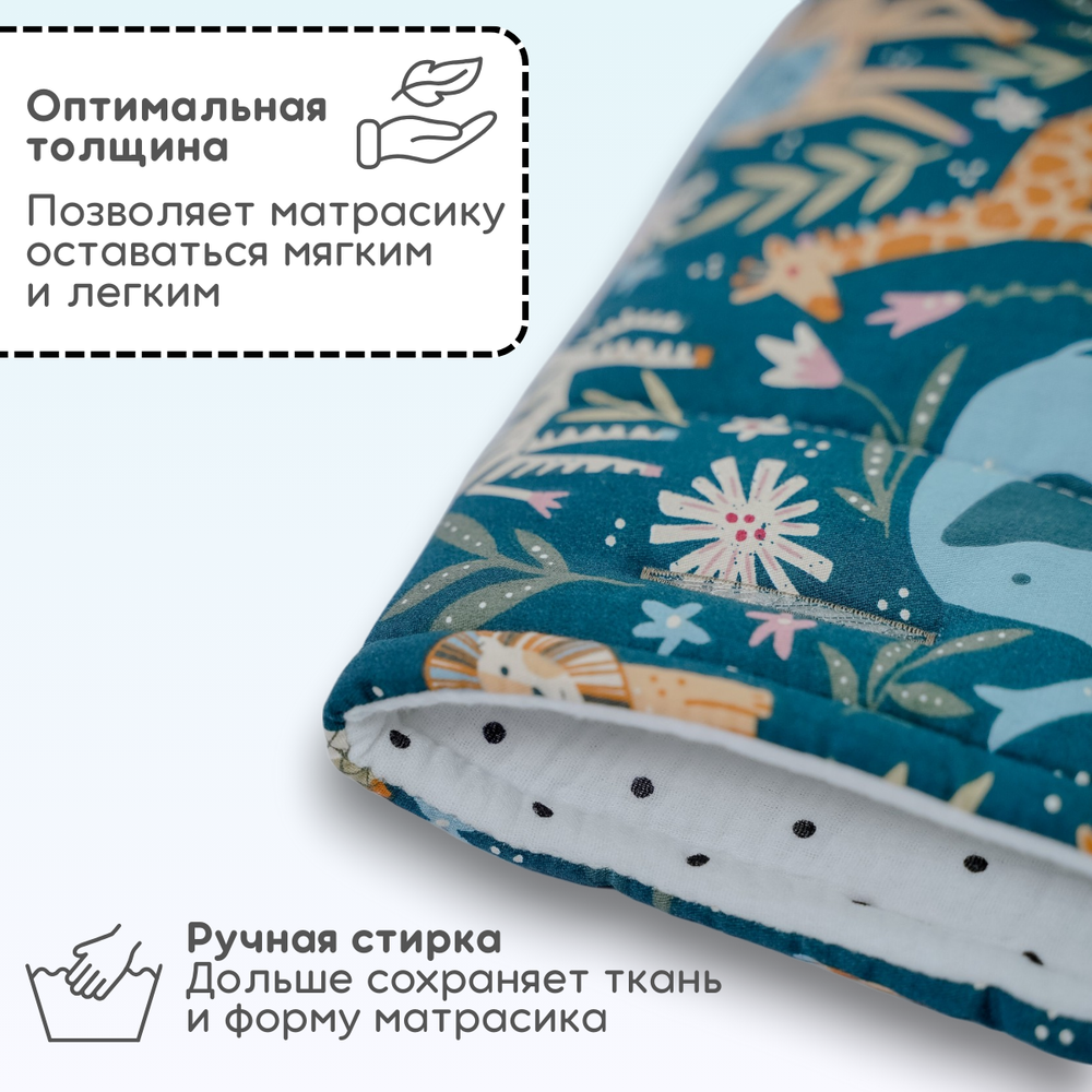 Матрасик в коляску модель КМ1 BG 169-4 зеленый принт