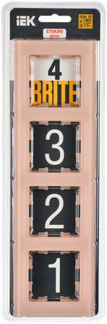 BRITE Рамка 4-местная РУ-4-2-БрП стекло персиковый матовый IEK
