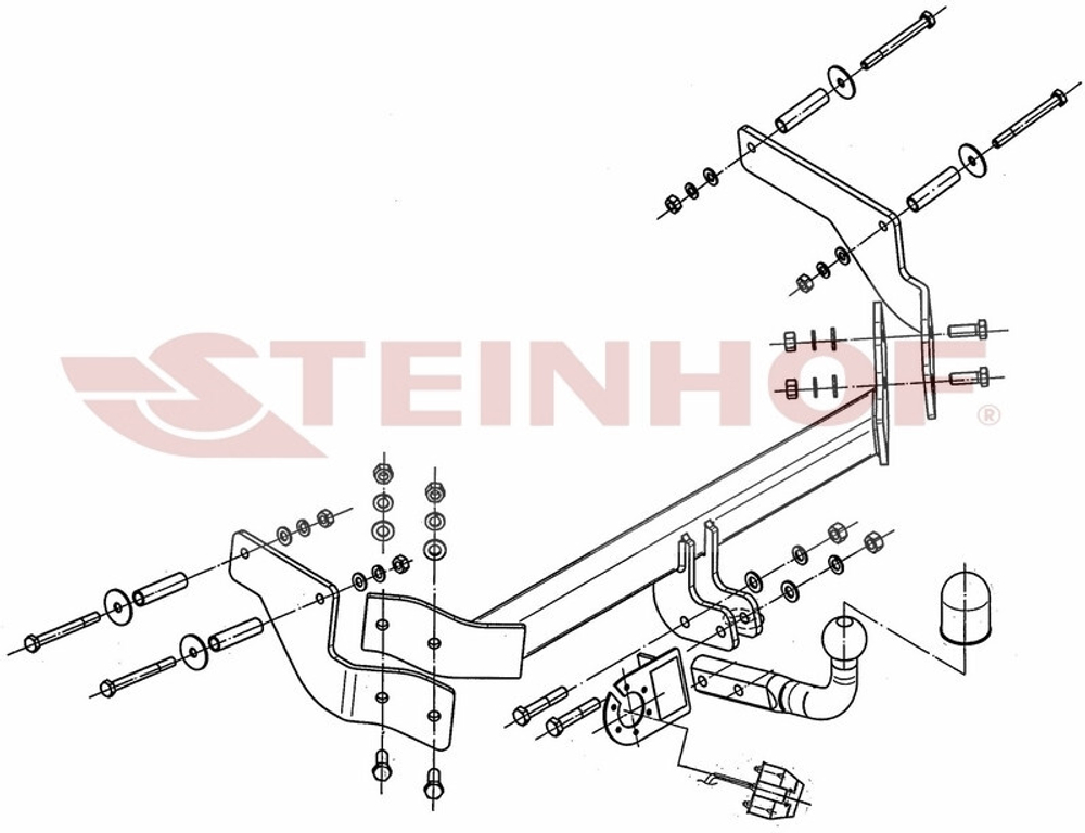 Фаркоп на Citroen Nemo 2009-2015, FIAT Fiorino 2008-2021, FIAT Qubo 2008-2021, Peugeot Bipper 2008-2017 (паспорт и сертификат в комплекте)(без электрики) Steinhof.F-072