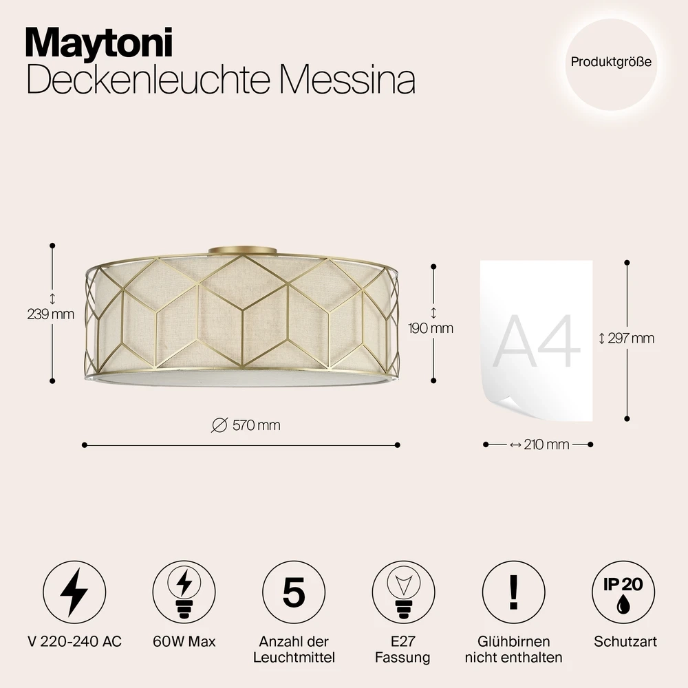 Потолочная люстра Maytoni MESSINA H223-PL-05-G