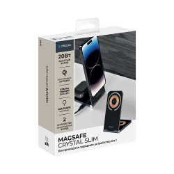 Док.станция 2в1 MagSafe Crystal Slim Qi, складная, Deppa
