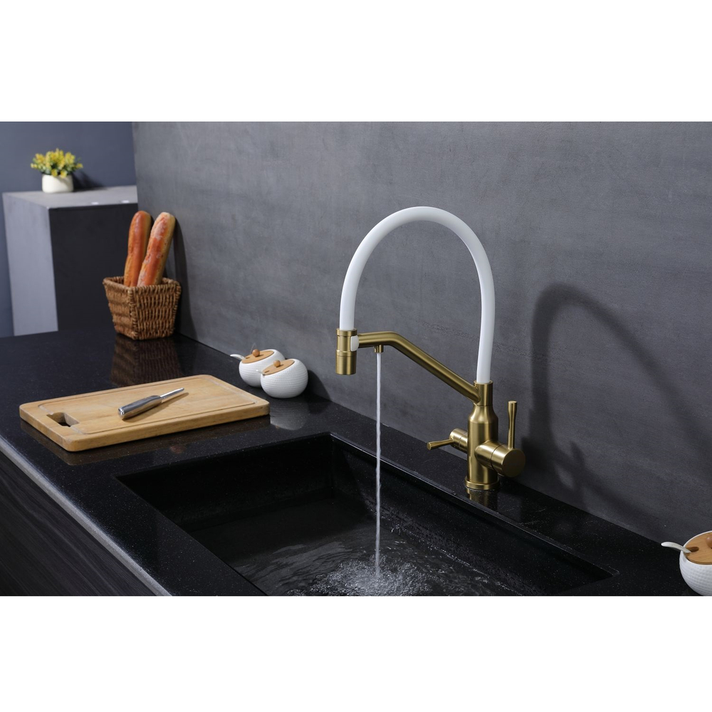 Смеситель для кухни с подключением фильтра Raglo R81.62.03, золотой сатин