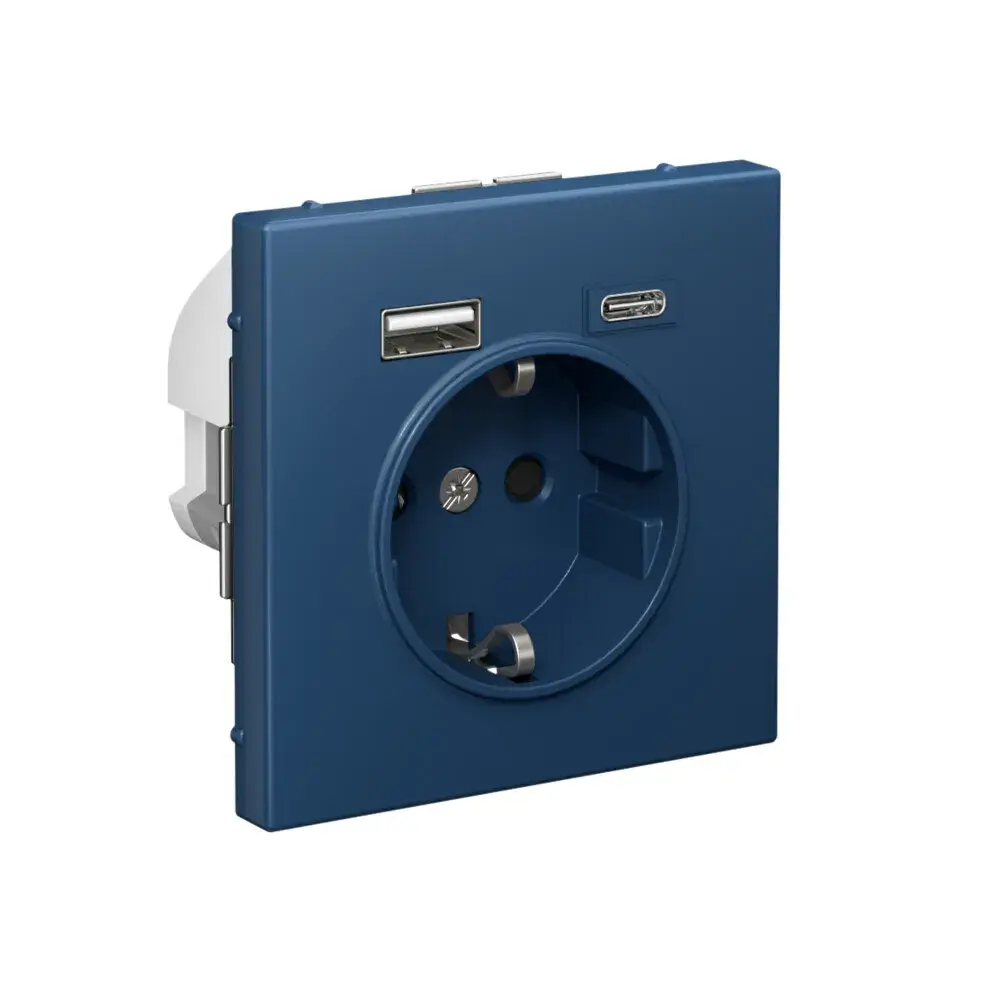 ARTGALLERY РОЗЕТКА 16А с 2 USB A+C, 5В/2,4А/3,0А, 2х5В/1,5А, механизм, АКВАМАРИН