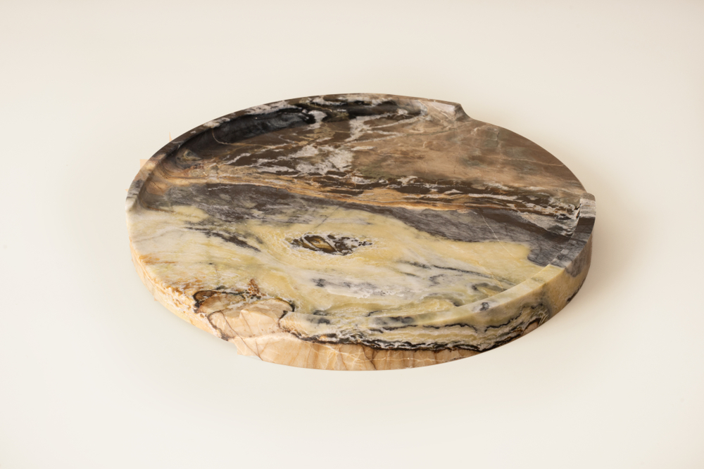 Поднос мраморный круглый Arabescato Grigio