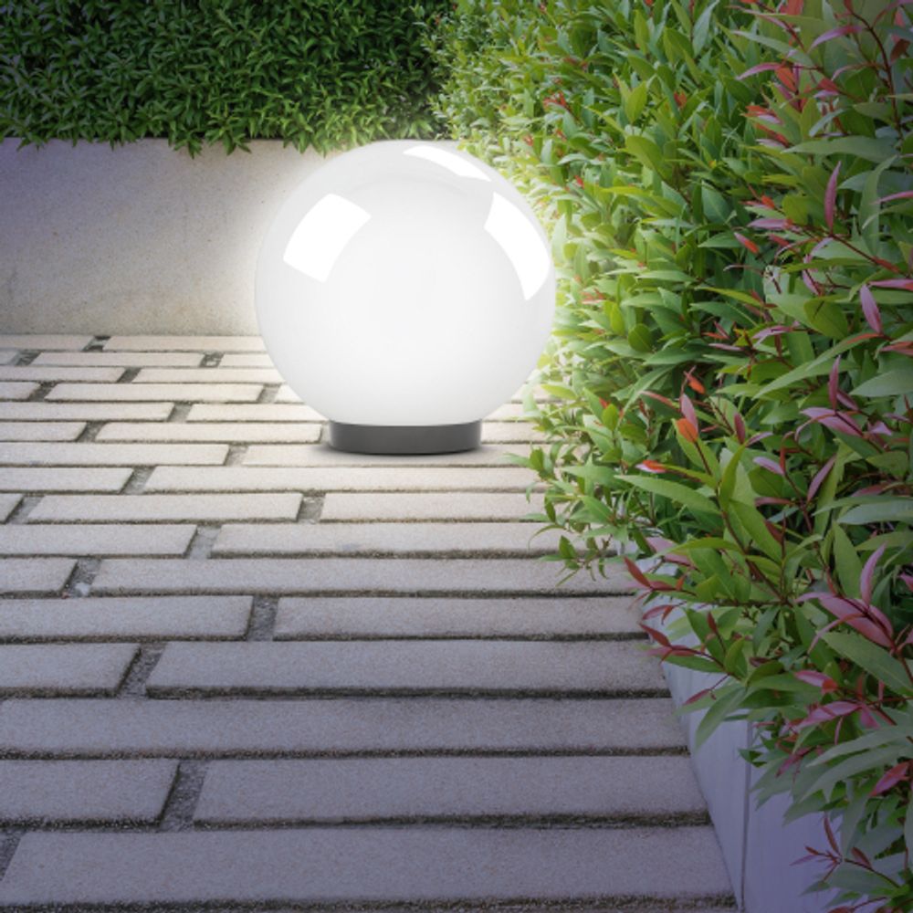 Садово-парковый светильник ЭРА НТУ 02-60-251 шар опаловый призма на опору / кронштейн IP44 Е27 max60Вт d250mm | Садово-парковые светильники