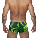 Черные мужские плавки с зеленым растительным рисунком (Размер: M) (Цвет: черный с зеленым)