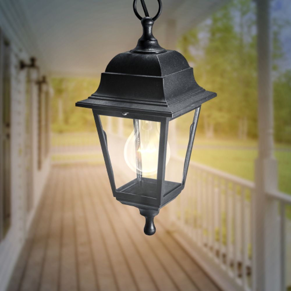 Садово-парковый светильник ЭРА НСУ 04-60-001 черный 4 гранный подвесной IP44 Е27 max60Вт