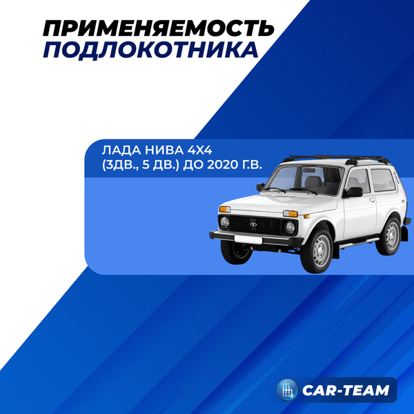 Подлокотник с боксом Лада Нива 4х4 (2121, 21213, 21214, 2131) из экокожи с узором - синий ромб "Аламар"