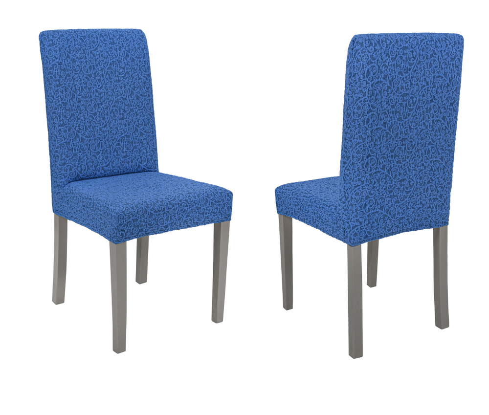 Чехол на стул без оборки Жаккард, цвет Голубой