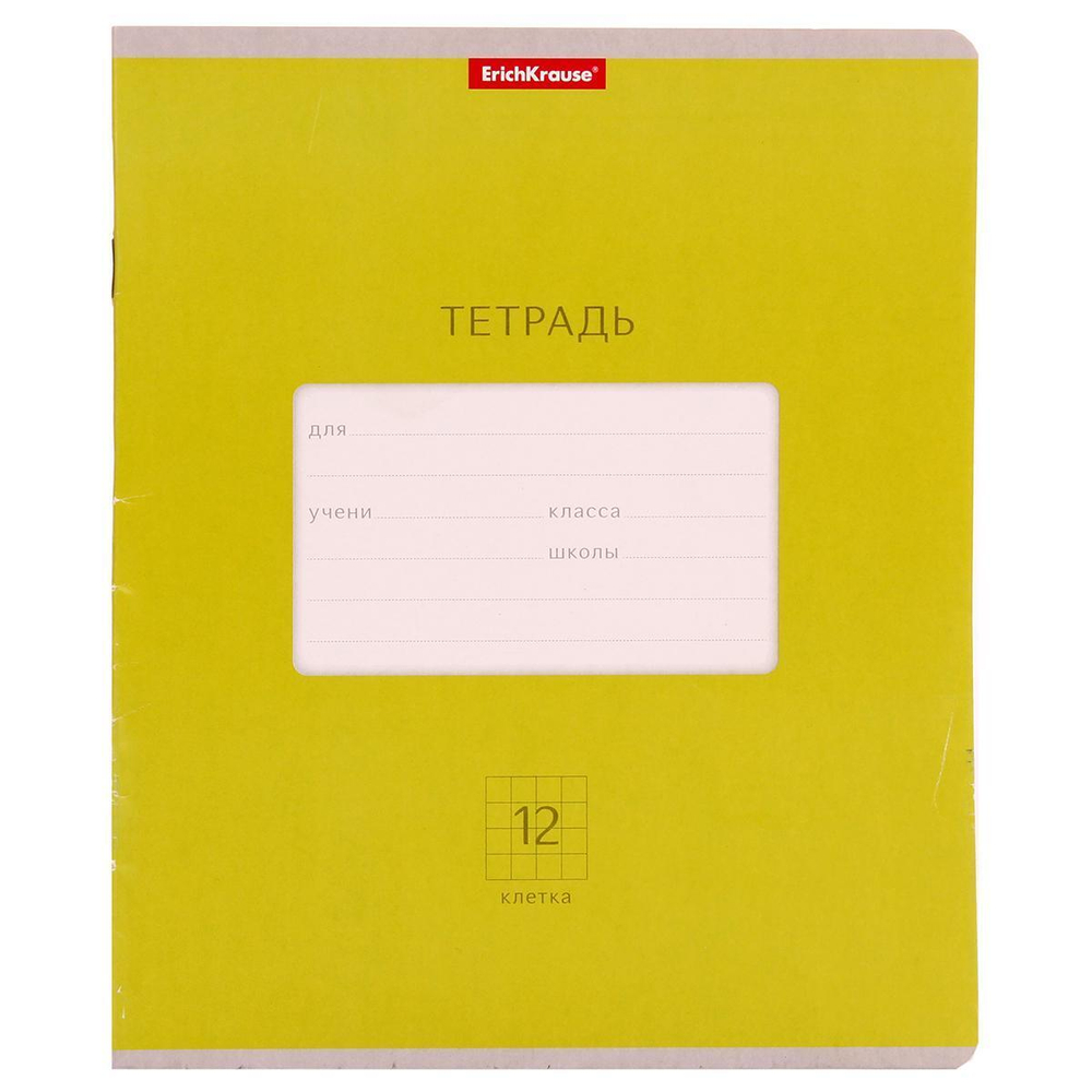 Тетрадь школьная А5 12л клетка,зеленая "Bright" (Erich Krause) микс цветов (комплект 5 шт)