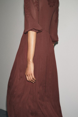 ZARA КОМБИНИРОВАННОЕ ПЛАТЬЕ — ZW COLLECTION, ГРАНАТОВЫЙ