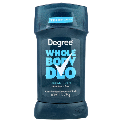Degree, Whole Body Deo, дезодорант-стик, предотвращающий трение, Ocean Rush, 85 г (3 унции)