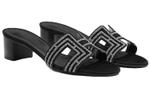 HERMES Oasis Slide Slippers Women"s Black Silver