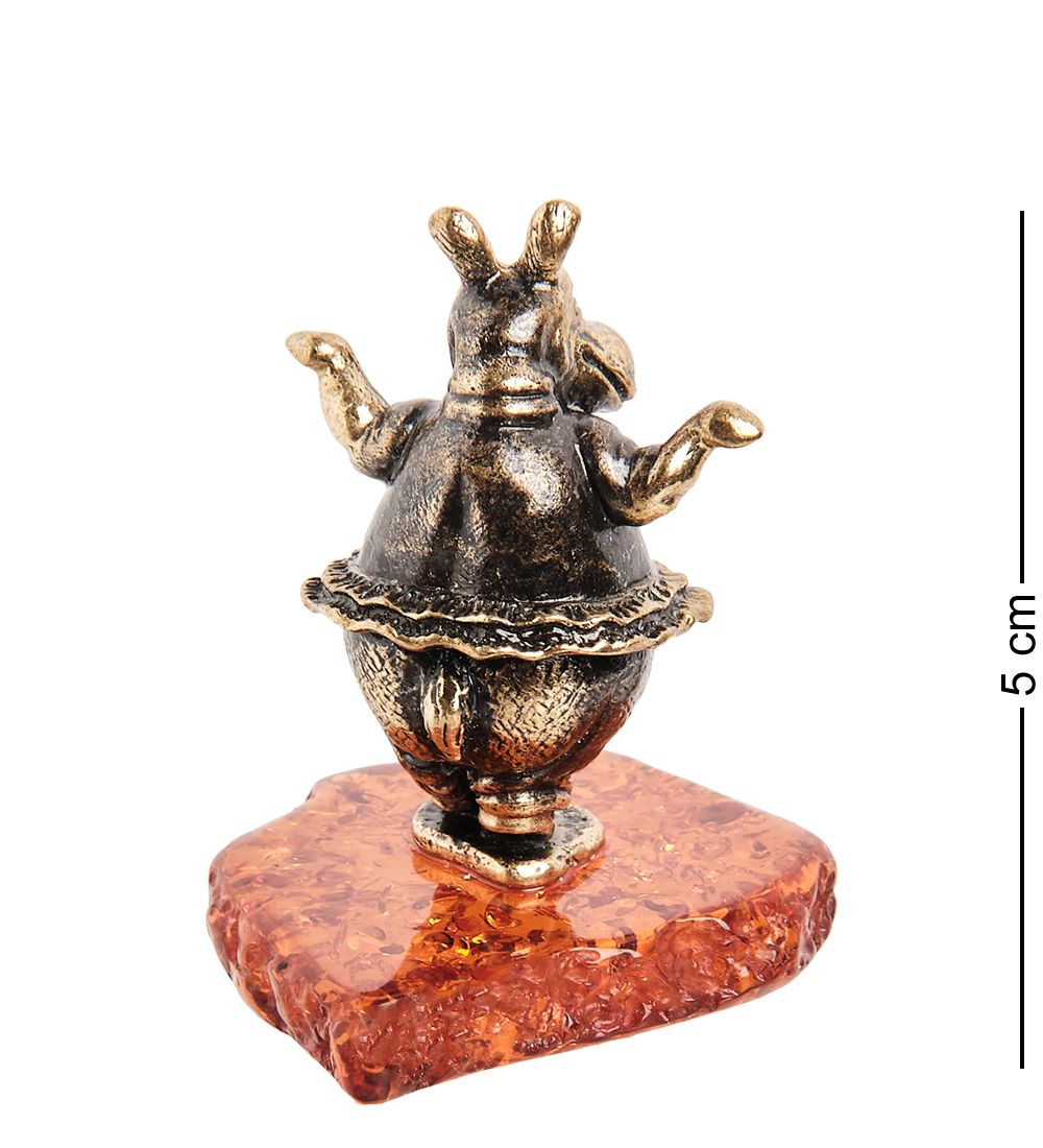 Народные промыслы AM- 792 Фигурка «Бегемотик Глория» (латунь, янтарь)