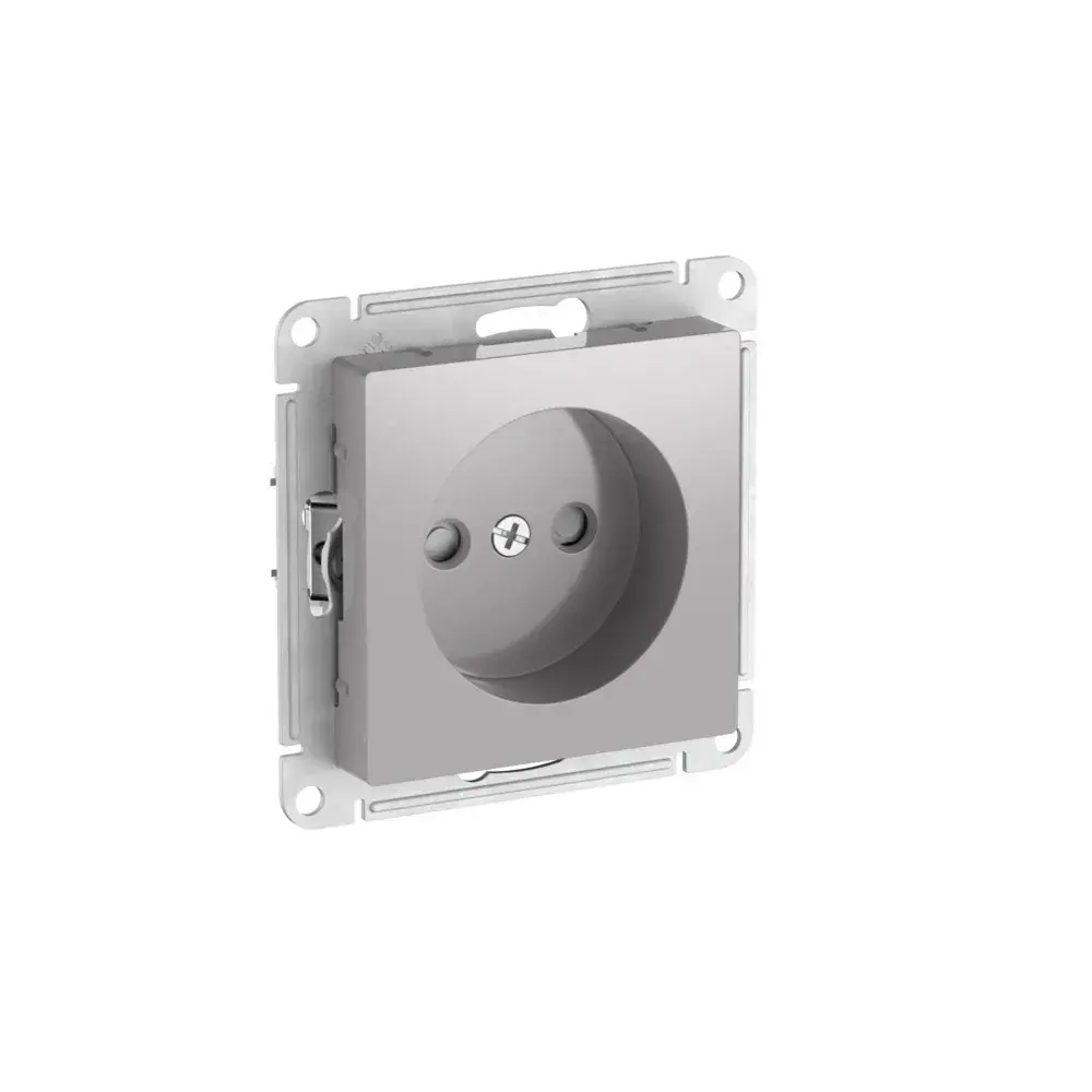 Atlas Design розетка без заземления со шторками, 16А, мех., быстрозажим. клем., алюминий