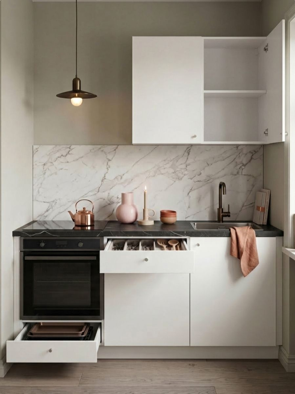 Кухонный гарнитур, 182х60х200, Кнок, KNOXHULT (КНОКСХУЛЬТ), белый, Dipriz