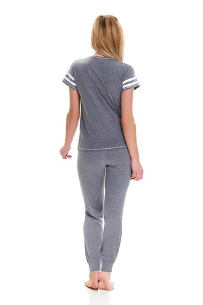 Пижама с принтом на футболке (Размер: S) (Цвет: серый)