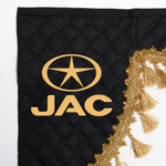 Ламбрекен с косынками стеганые JAC (экокожа, черный, золотые кисточки)