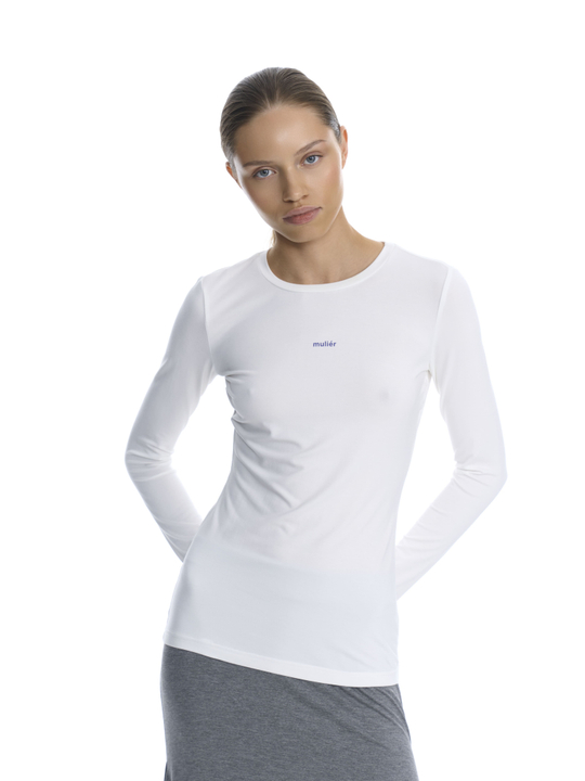 Лонгслив приталенный белый