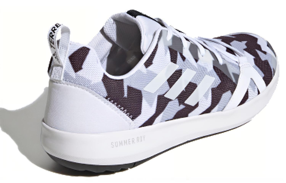 Adidas Terrex Boat Cushioning, Wear Resistant Low top Marathon Running Shoes Men"s Black White Gray