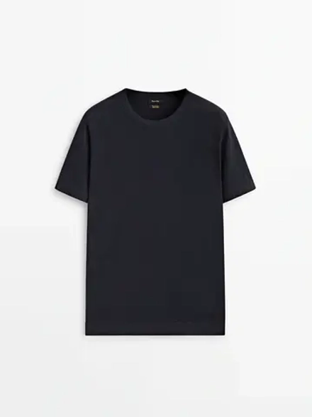 Massimo Dutti Футболка из 100% хлопка, темно-синий