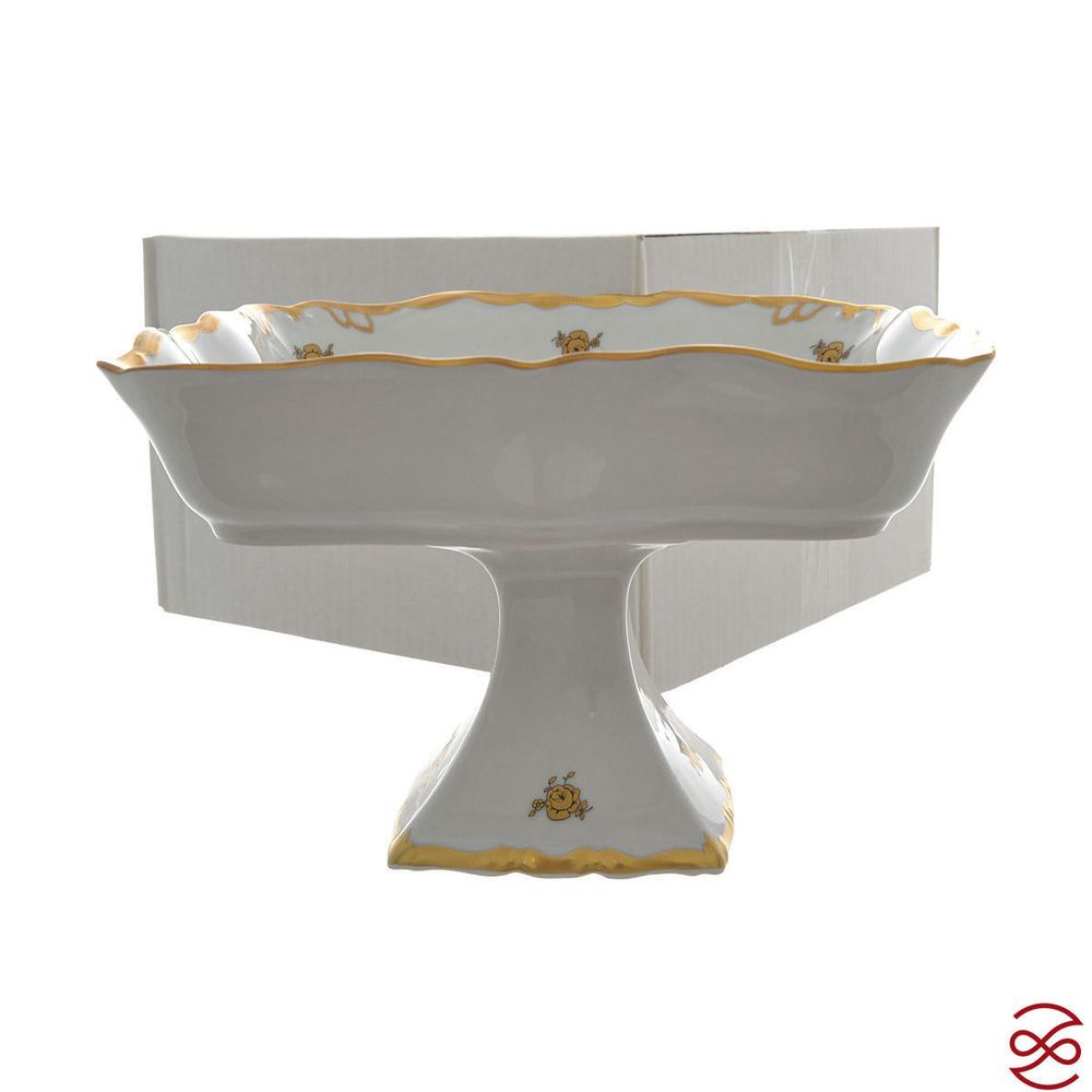 Блюдо квадратное на ножке Queen's Crown Золотая роза 23 см