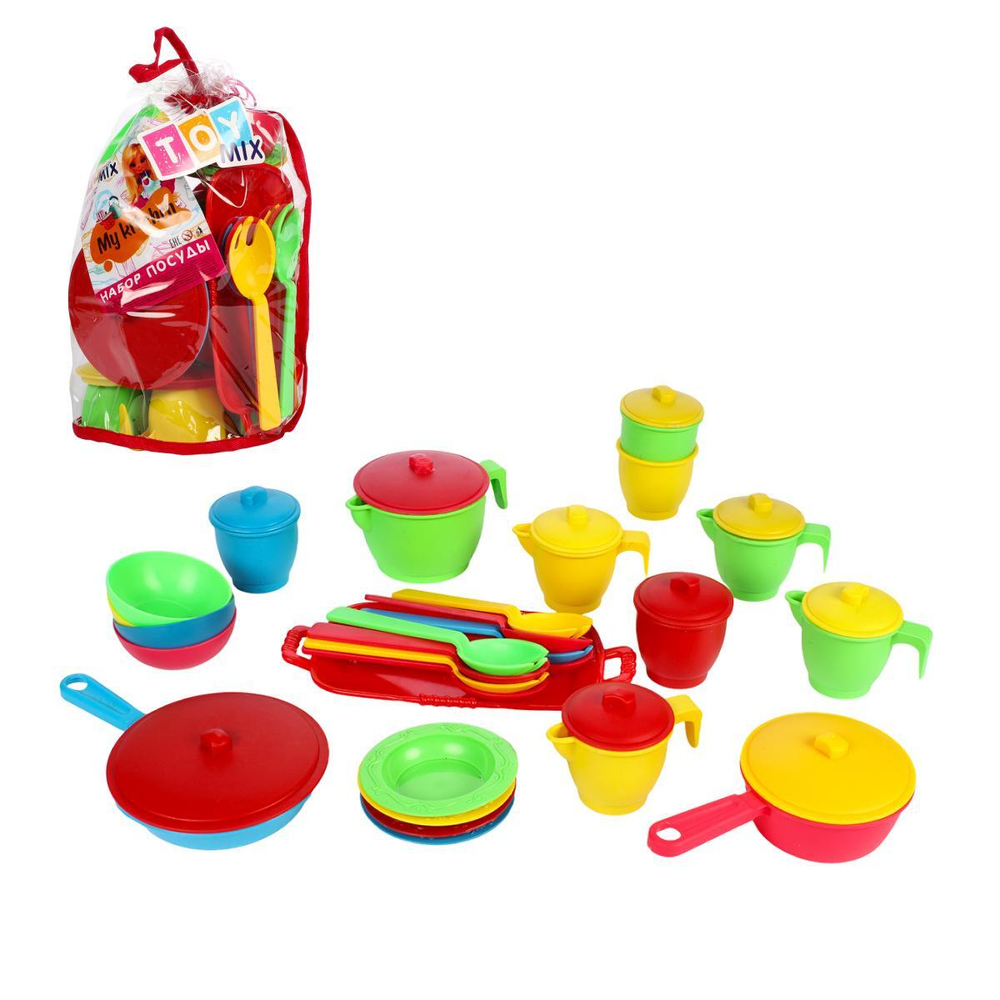 Пластмассовый игрушечный набор "Посуда", РР 2015-017