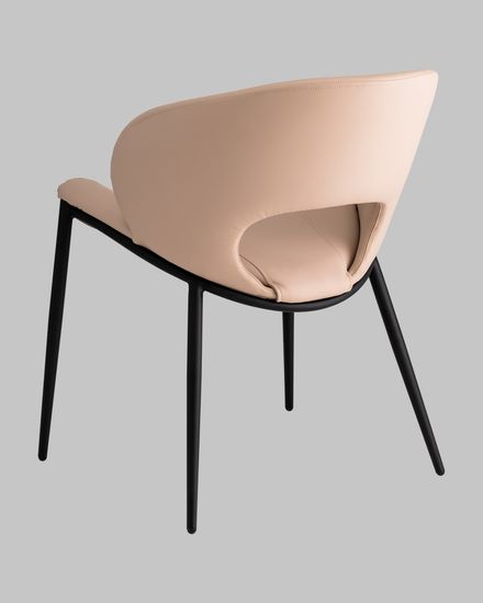 Стул Brown экокожа светло-бежевая, ножки черный металл